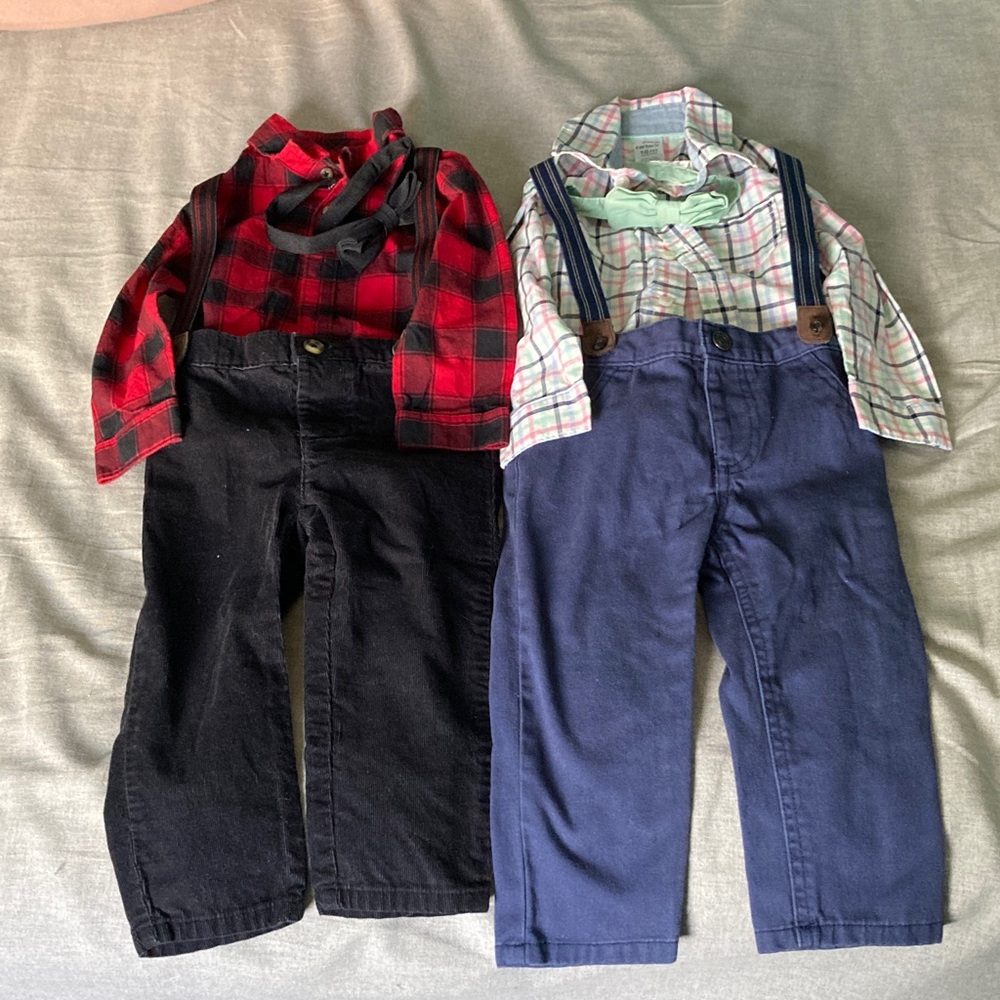 Carter's 18m baby boy outfits onesie pants suspenders bow tie